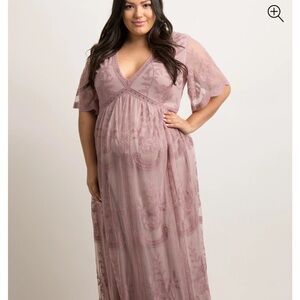 Pinkblush Pink Mauve Mesh overlay Maxi dress